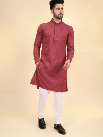 Sequins Thread Work Kurta Pajama