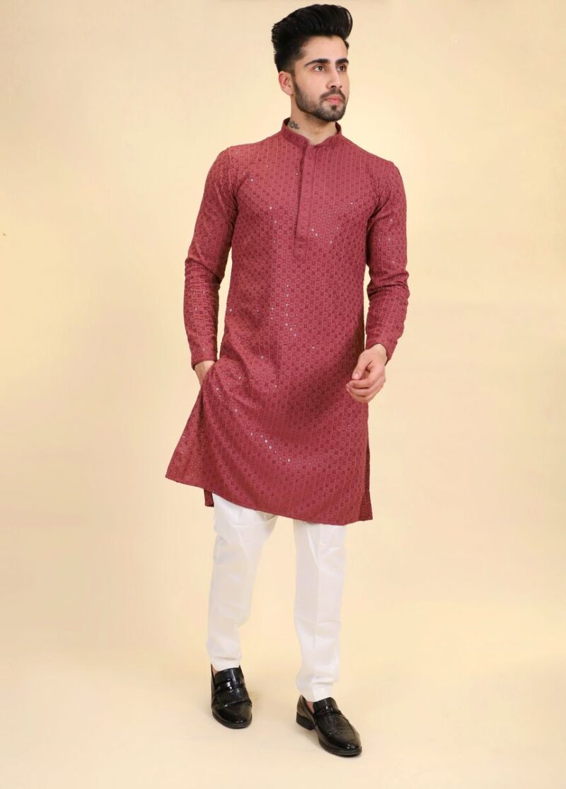 Sequins Thread Work Kurta Pajama