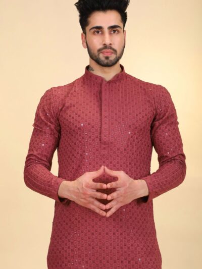 Sequins Thread Work Kurta Pajama