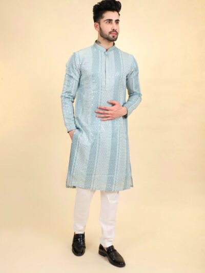 Men Thread Mirrorwork Kurta Pajama