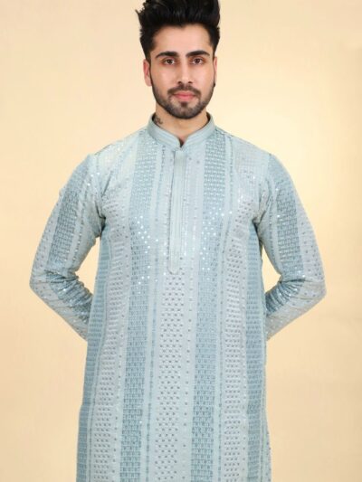 Men Thread Mirrorwork Kurta Pajama