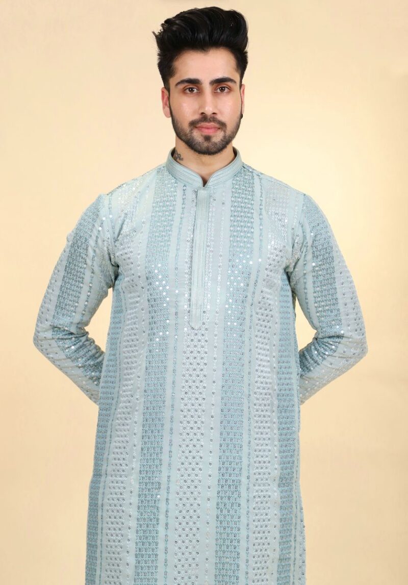 Men Thread Mirrorwork Kurta Pajama