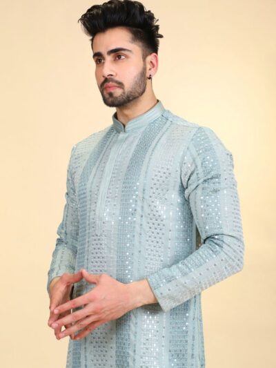 Men Thread Mirrorwork Kurta Pajama