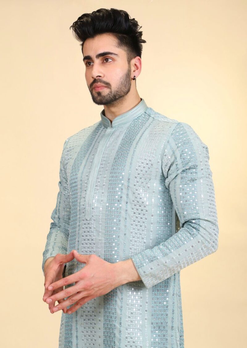 Men Thread Mirrorwork Kurta Pajama