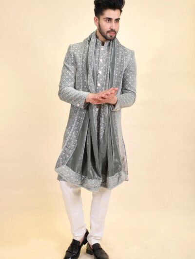 Light Grey Color Indo Western