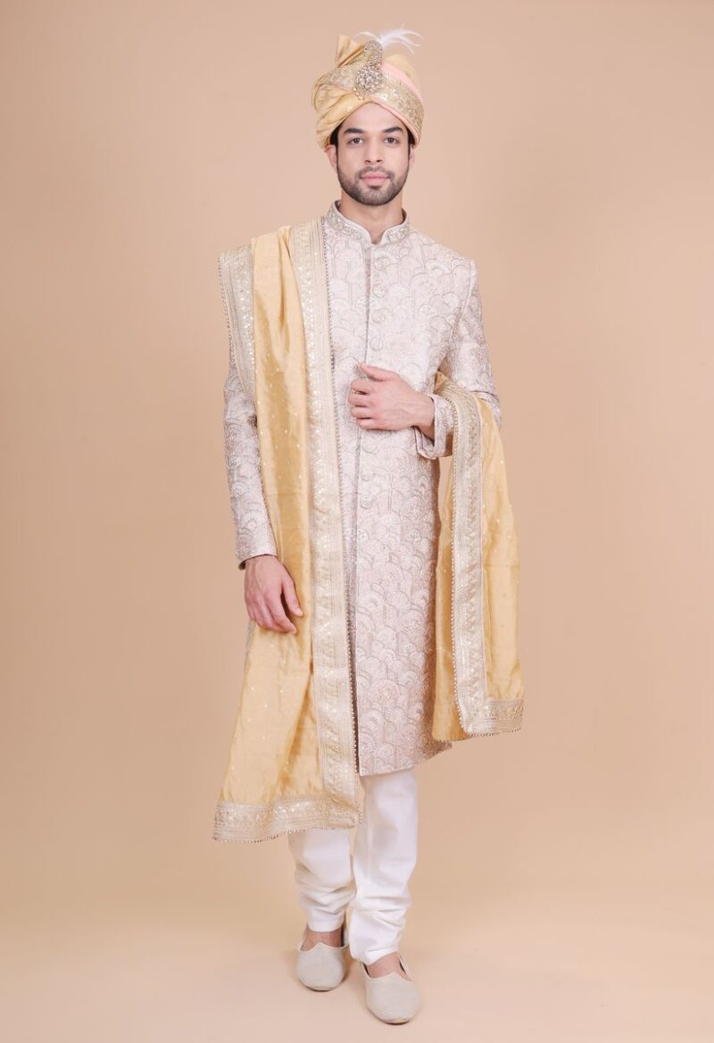 Off-White Color Groom Sherwani