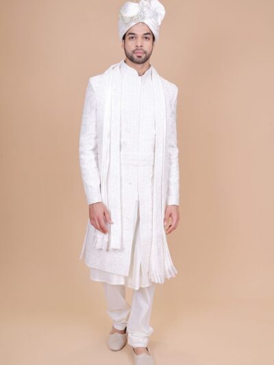 Designer Sherwani Designs White Color