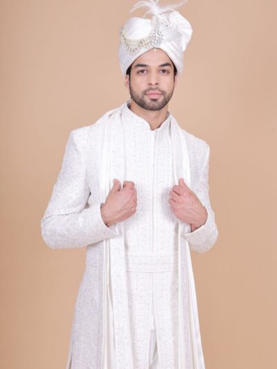 Designer Sherwani Designs White Color