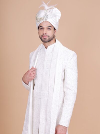 Designer Sherwani Designs White Color