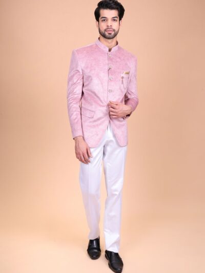 Velvet Pink Jodhpuri Suit