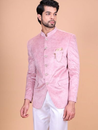 Velvet Pink Jodhpuri Suit