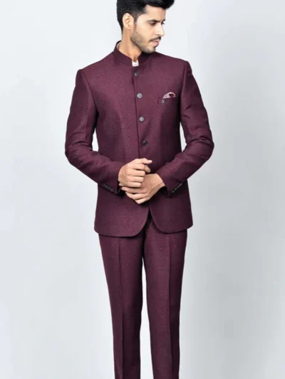 Wine Bandhgala Suit